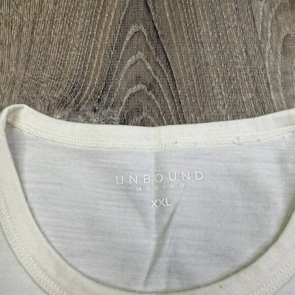 Unbound Mens Off White Crew Neck Lightweight Merino Wool Casual T-Shirt Sz XXL - Picture 4 of 9